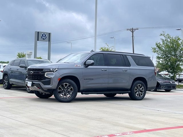 2022 Chevrolet Suburban Z71 in Satin Steel Metallic — front three-quarter view