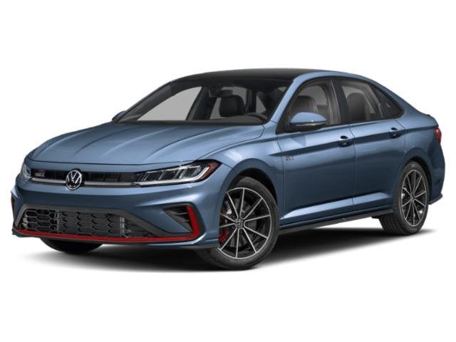 2026 Volkswagen Jetta GLI 2.0T Autobahn in Monterey Blue W/Deep Black Roof — front three-quarter view