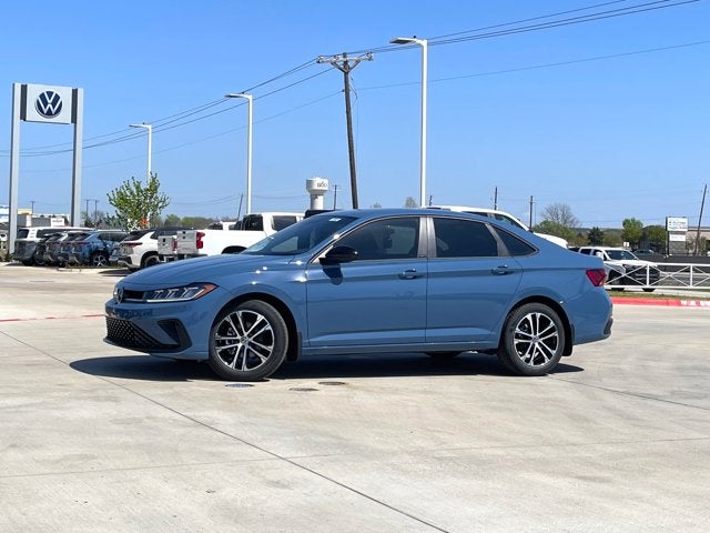 2026 Volkswagen Jetta 1.5T Sport in Monterey Blue Pearl — front three-quarter view
